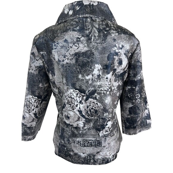 Chico’s Women Jacket Lined Snap Front Black And Beige Size 0 - Picture 2 of 7